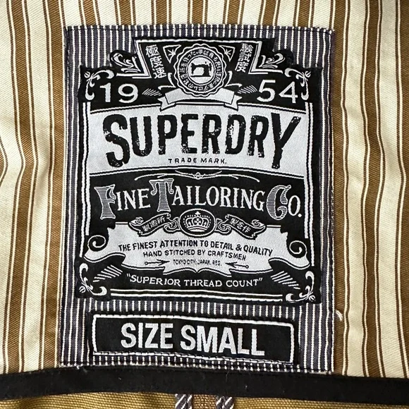 Superdry Fine Tailoring Canvas Tan Utility Work Chore Military Jacket Cotton S - Picture 3 of 13